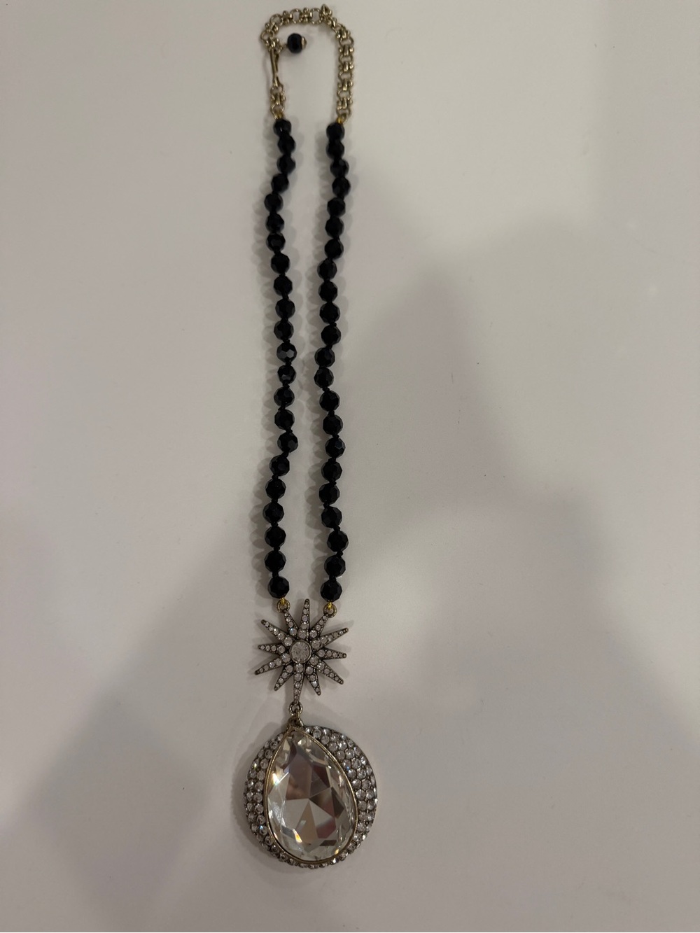 Vintage Heidi Daus - Elegant Black Beaded Necklace with Crystal Pendant